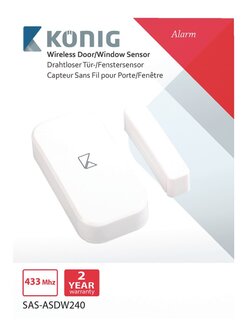 K&ouml;nig SAS-ASDW240 Draadloze Deur/raam Sensor voor Sas-alarm240