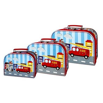 Simply for Kids 3-delige Kofferset Brandweerauto&#039;s