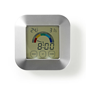 Nedis KATR105SI Hygrometer Temperatuurmeter Tijd Touch-screen