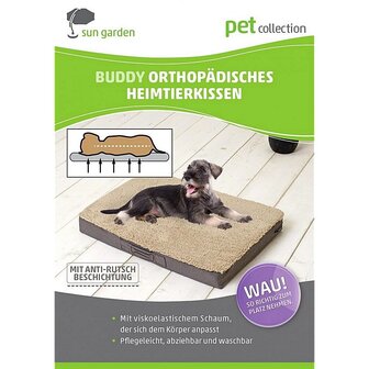 Sun Garden Buddy Orthopedisch Hondenkussen 120x72x10cm Lichtgrijs/Gemeleerd