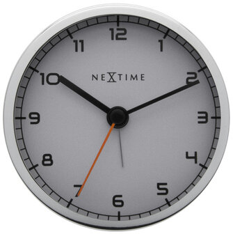 NeXtime NE-5194WI Wekker 9 X 9 X 7.5 Cm, Metaal, Wit, &#039;Company Alarm&#039;