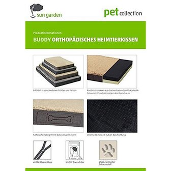 Sun Garden Buddy Orthopedisch Hondenkussen 120x72x10cm Beige/Gemeleerd