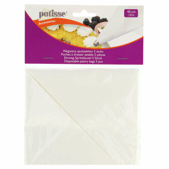 Patisse Wegwerp Spuitzakken 40 cm 5 Stuks Wit/Papier