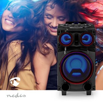 Nedis SPPT800BK Bluetooth&reg; Party Speaker Maximale Batterijduur: 6.5 Uur 120 W Handgreep Feestverlichting Equalizer Zwart