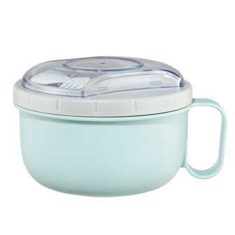 Xavax Lunchbox Rond Voor Magnetron Met Bestek 1100 Ml Pastelblauw/grijs