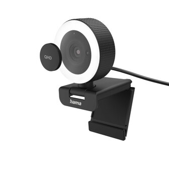 Hama C-800 QHD Pro Webcam + Ringlamp Zwart