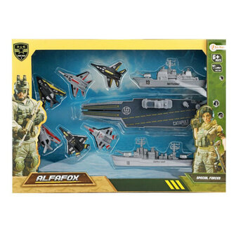 Toi Toys Alfafox Militair Vliegdekschip met Lanceer Straaljagers