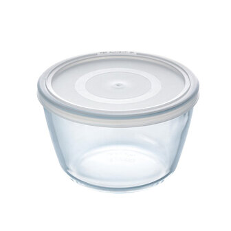 Pyrex Cook and Freeze Ronde Glazen Vershoudschaal met Deksel 1.1L