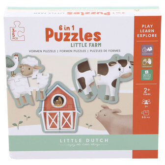 Little Dutch Farm 6in1 Puzzel 3-5 Stukjes