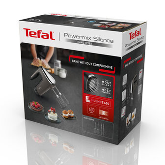 Tefal HT650E Powermix Silence Handmixer 600W Zwart/Zilver