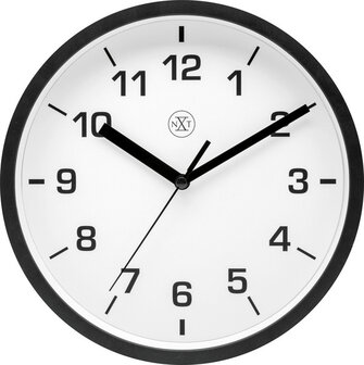 NeXtime NX-7321ZW Wandklok NXT Diameter 20cm Kunststof Zwart, Witte Wijzerplaat