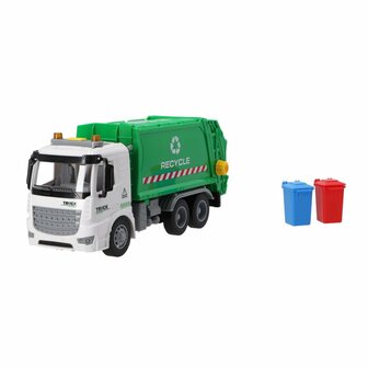 Recycle Vuilniswagen 30 cm + Licht en Geluid Groen/Wit