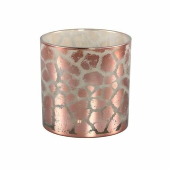 Windlicht Desiree Giraffeprint 15 cm Glas/Roze