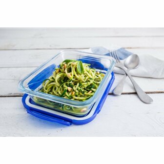 Pyrex Cook &amp; Go Glazen Ovenschaal + Deksel 24x18x6 cm Transparant/Blauw