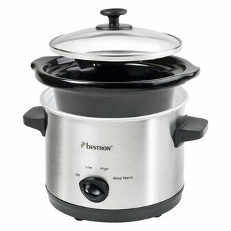 Bestron ASC150 Slowcooker 1.5L RVS/Zwart