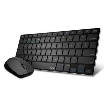 Rapoo 9000M Multimodus Draadloze Ultraslanke Desktop Combo Set QWERTY Zwart