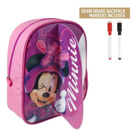 Disney Minnie Mouse Rugzak met Schrijfgedeelte + 2 Markers 25x31x10 cm Roze