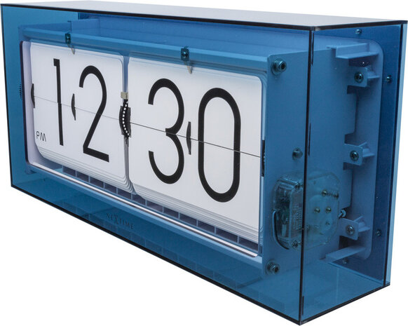 NeXtime NE-5209BL Tafel/wandklok Big Flip 36x16.7x8.5cm Acryl Blauw