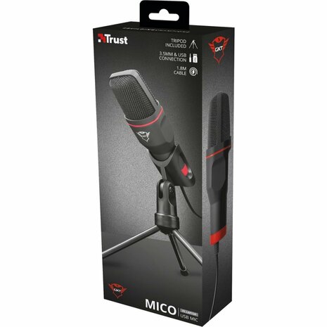 Trust GXT 212 Mico USB Microfoon Zwart/Rood