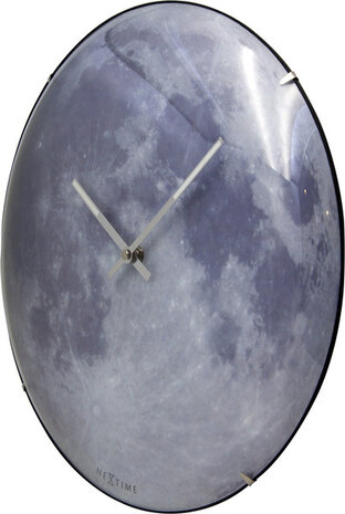 NeXtime NE-3164 Wandklok Dia. 35 Cm, Bol Glas, 'blauw Moon Dome'
