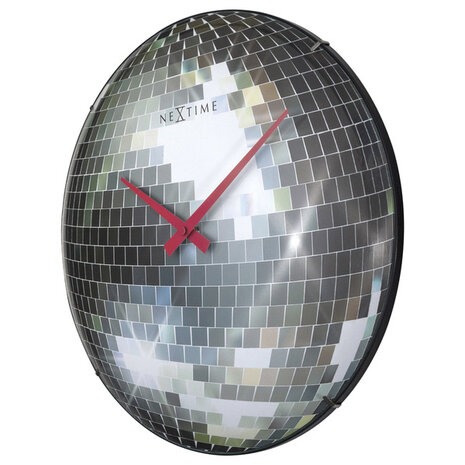 NeXtime NE-3293 Stille Wandklok - 35cm - Discobal - Koepelvormig Glas - "Disco Ball"
