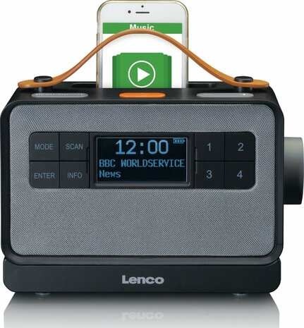 Lenco PDR-065BK Draagbare DAB Radio/FM, DAB+/Bluetooth en AUX EASY-functie voor eenvoudige Bediening Zwart