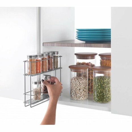 Metaltex Space Saver Smart Kitchen Uitschuifbaar Kruidenrek 6x28x22 cm Zilver