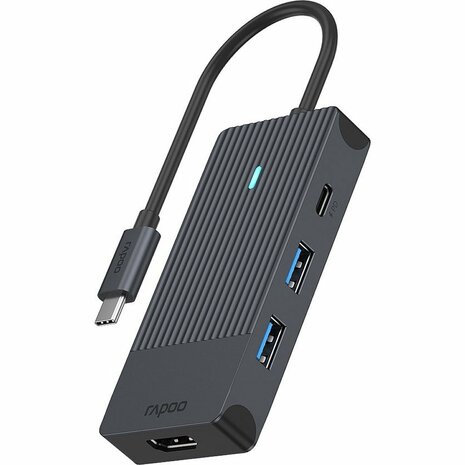 Rapoo USB-C 4in1 Multiport Adapter Zwart