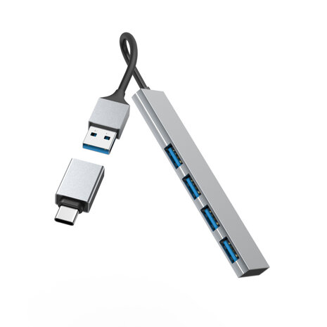 Hama USB-hub 4-poorts USB 3.2 Gen1 5 Gbit/s Ultra Slim Incl. USB-C-adapter