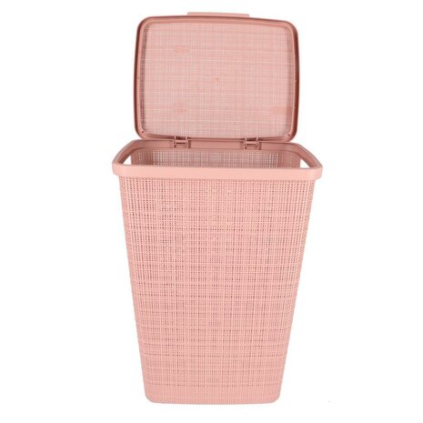 Curver Wasmand Met Deksel Jute-Look 58L Roze