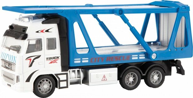 Metal Autotransport Vrachtwagen 1:38 Blauw 12cm