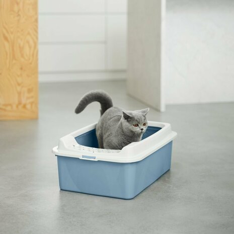 Rotho Eco Bonnie Kattenbak met Boveningang M Blauw/Zand