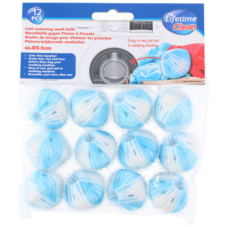 Lifetime Clean Wasballen Pluisverwijderaar 12 Stuks D3,2cm 2,5 Gr