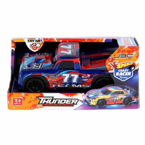 Speed Crazy Racer Thunder Raceauto 20 cm + Licht en Geluid Assorti