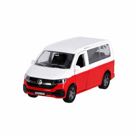 Kids Globe Traffic Die-Cast Volkswagen Transporter Camper 13.5 cm Wit/Rood