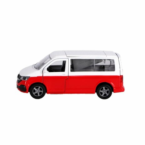 Kids Globe Traffic Die-Cast Volkswagen Transporter Camper 13.5 cm Wit/Rood