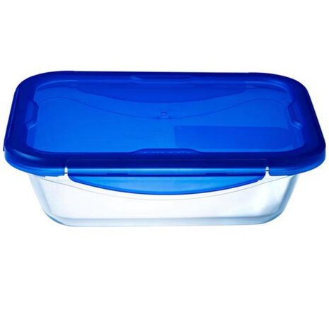 Pyrex Cook & Go Glazen Ovenschaal + Deksel 24x18x6 cm Transparant/Blauw