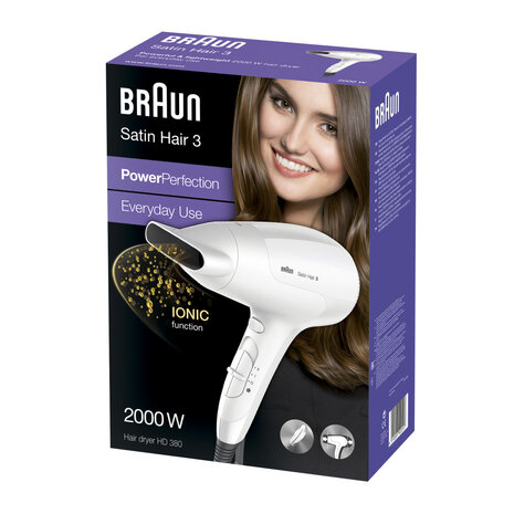 Braun HD380 Satin Hair 3 PowerPerfection Haardroger 2000W Wit